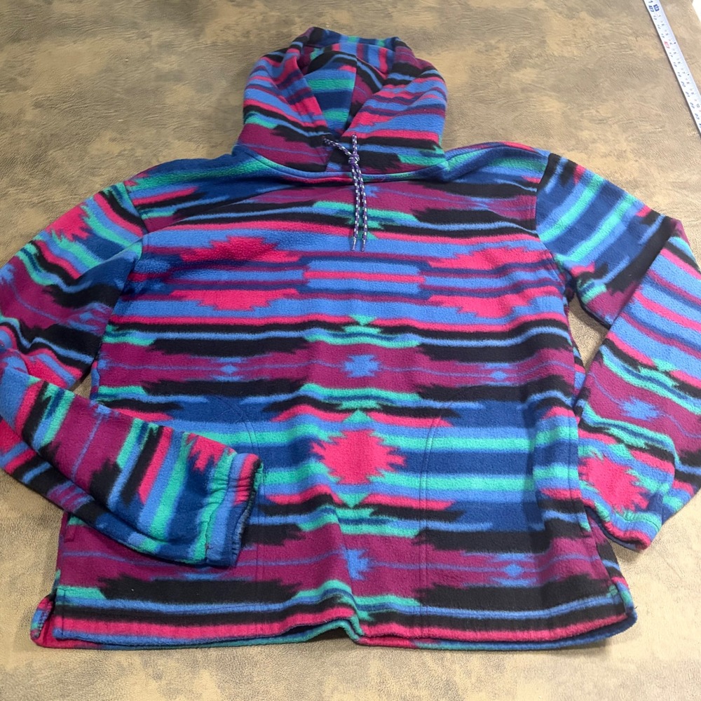 Urban Outfitters Fleece Hoodie Mens Small Blue Pink Aztec Southwestern Pullover
